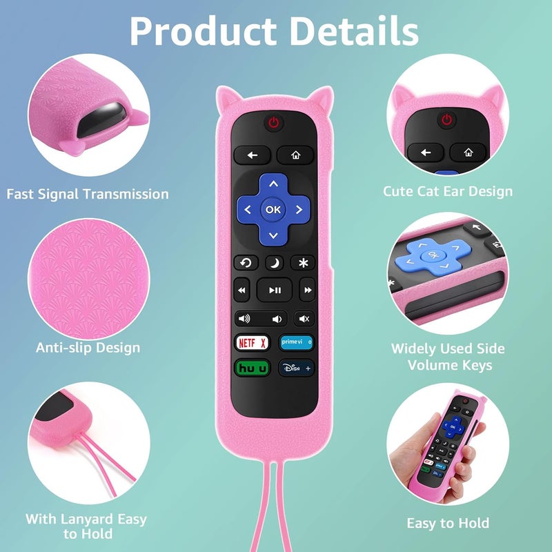 OneBom (2+2 Packs) Replacement Remote for Roku TV with Soft Protective Silicone Cover(Glow in The Dark), Universal Remote for TCL Roku/Hisense Roku/Onn Roku/Sharp Roku/Element Roku/Philips Roku Smart TV - Image 5